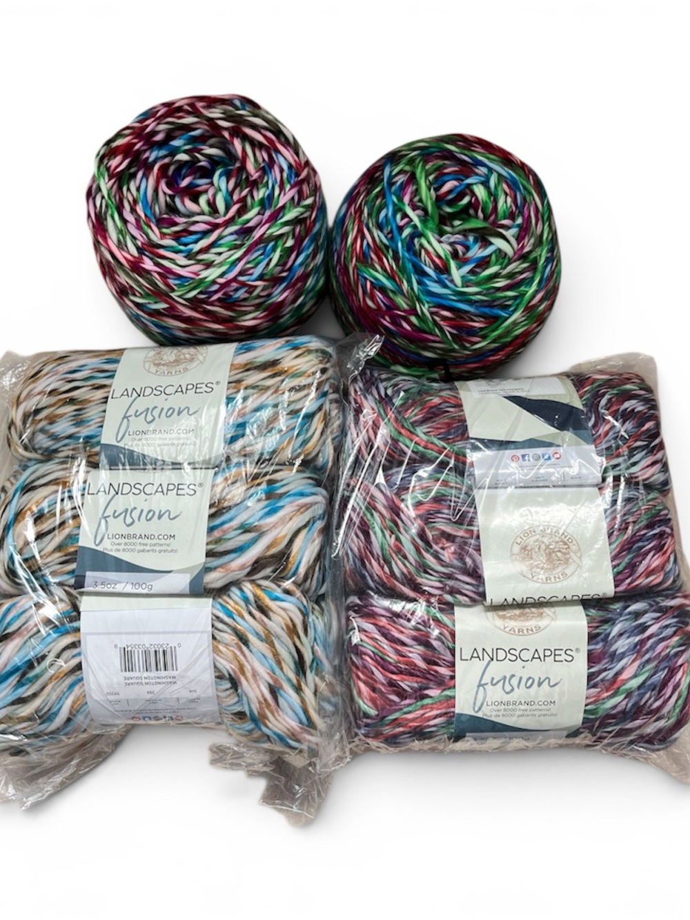 Lion Brand Landscapes Fusion Multicolor Yarn - Assorted Greens, Blues, Reds
